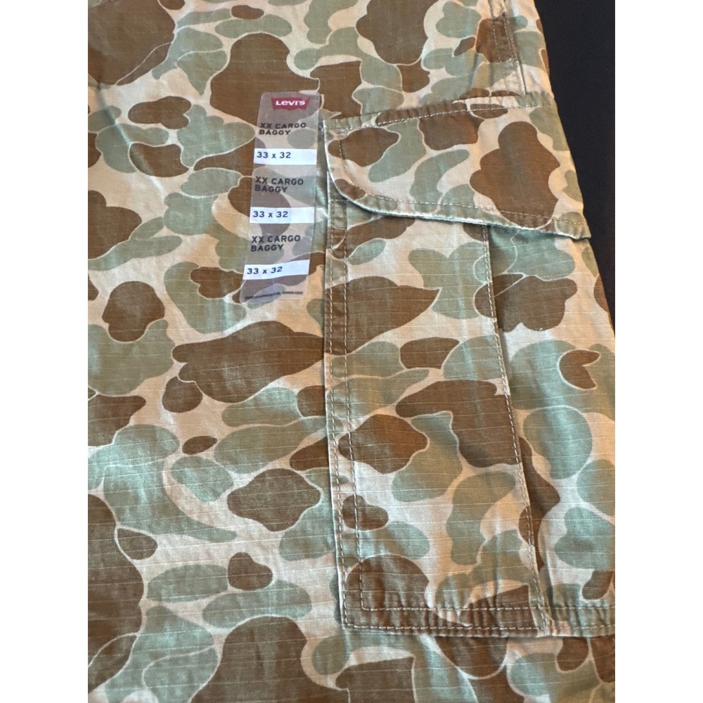 Levis XX Cargo Baggy Pants Mens 33x32 Frog Skin Camo Ripstop Cotton Utility New - Picture 12 of 16